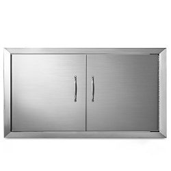 Happybuy 34 x 19 Inch Double Access Door Stainless Steel BBQ Door Flush Mount for outdoor Kitche ...