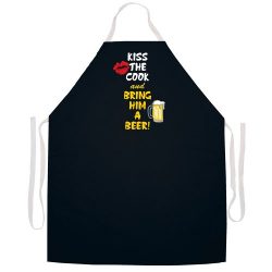 Attitude Aprons Fully Adjustable “Kiss The Cook and Bring Him A Beer” Apron-Black