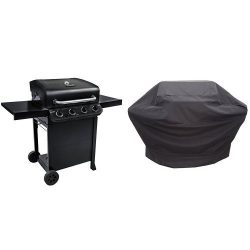 Char-Broil Performance 475 4-Burner Cart Gas Grill- Black with Performance Grill Cover, 3-4 Burn ...