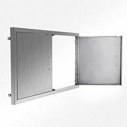 Happybuy BBQ island Door 42 Inch Flush Mount BBQ Access Door Commercial 304 Brushed Stainless St ...