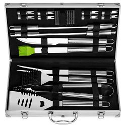 Grill Tools Set PREMIUM QUALITY – Outdoor BBQ Grill Tools Kit of 19-Piece, Heavy Duty Stai ...