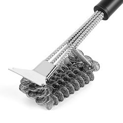 TuTuShop BBQ Grill Brush Grill cleaning Brush for Charcoal Infrared or Gas Grill 3 in1 Bristle F ...