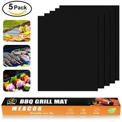 Copper Grill Mat Set of 5, HIPPIH Non-stick BBQ Mats, Reusable & Easy Clean Baking Sheets fo ...