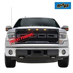 EAG Upper Replacement Grille w/LED Amber Lighting for 09-14 Ford F150 – Matte Black