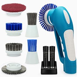 Belle Electric Spin Scrubber,Grips Electric Grill Brush with 2 Rechargeable Batteries 6 Metal &a ...