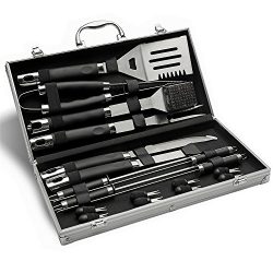 Monbix GL-80519 19 Pieces Professional BBQ Grill Set – Stainless Steel Barbecue Heavy Duty ...