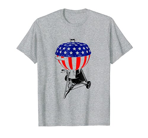 Mens USA Charcoal Kettle Grill T-Shirt Stars and Stripes July 4th Medium Heather Grey