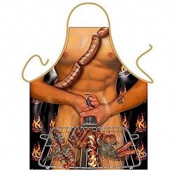 OMG_Shop Mens Womens Novelty Gift Funny BBQ Apron Sexy Grilled sausages Cooking Kitchen Apron Kit