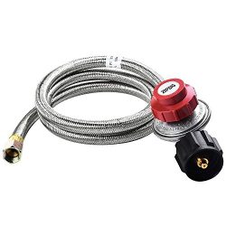 SHINESTAR 4FT 20 PSI Adjustable Propane Regulator with Hose, Stainless Steel Braided Turkey Frye ...