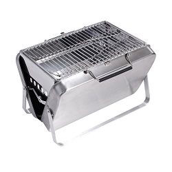 Sougem Portable Foldable Charcoal Grill Stainless Steel Materials Outdoor Barbecue,Handle,Small Size