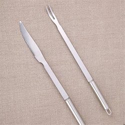 ZHU YU CHUN Grill Tool Set – 12″ Heavy Duty Stainless Steel BBQ Long Handle Knife an ...