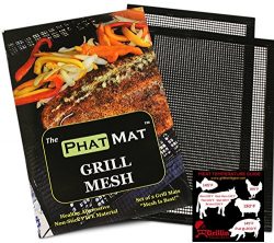 PhatMat Non Stick Grill Mesh Mats (2 pk) – Heavy Duty BBQ Grilling & Baking Accessorie ...