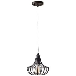 Stone & Beam Metal Cage Pendant with Bulb, up to 58″ H, Oil-Rubbed Bronze