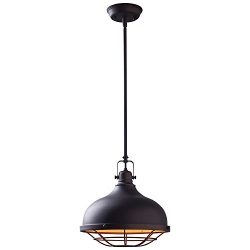 Stone & Beam Industrial Grill Pendant with Bulb, 15″-63″ H, Oil-Rubbed Bronze