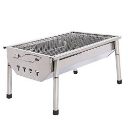 UTOKIA Portable Charcoal Grill with 4 detachable legs, Outdoor Stainless Steel Folding Picnic BB ...