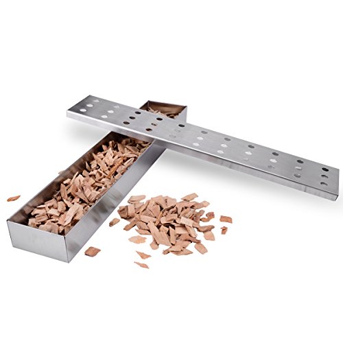 CMYK Smoker Box For BBQ Grill Wood Chips, Thicker Stainless Steel Won’t Warp Reusable Barb ...
