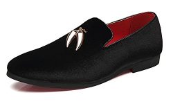 ZLY Men’s Slip-On Leather Loafers Outdoor Leisure Smoker Shoe Size 9.5 Black