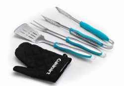 Cuisinart CGS-134T Grilling Tool Set with Grill Glove, Teal and Stainless (3-Piece)