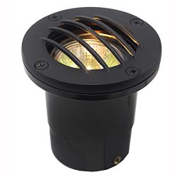 Composite In Ground Well Light w/ Curved Brass Grill Cover – 12V / 120V (Black Grill)