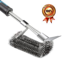 APANAGE Gas Grill Brush With Scraper, 3 in 1 BBQ Grill Brush Stainless Steel, Bristle Free＆Rust ...