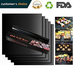 Urbanviva Grill Mat Set of 2, Black Non-Stick BBQ, Heavy Duty, Reusable, and Easy to Clean ̵ ...