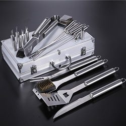 Pinty 20 in 1 Stainless Steel BBQ Grill Tools Set Barbecue Grilling Utensils Kit with Aluminium  ...