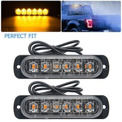 Emergency Strobe Lights for Trucks, Maso Amber Recovery Car 6 LED Lighting Bar Orange Grill Brea ...