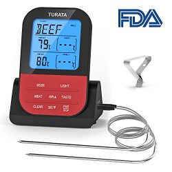 Meat Thermometer Turata Wireless Remote Digital Food Meat Thermometer with Dual Probe for Kitche ...