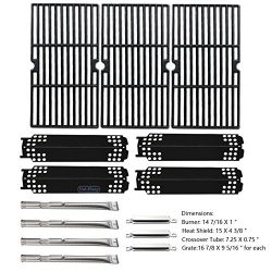 Uniflasy Gas Grill Replacement Parts Repair Kit (Burner, Heat Shield Plate, Cooking Grate, Cross ...