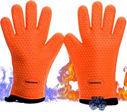 No.1 Set Of Silicone Smoker Oven Gloves – Extreme Heat Resistant Washable Mitts for Safe C ...