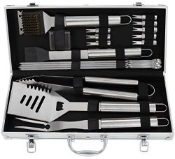 Grilljoy 19pcs BBQ Grill Tools Set, Stainless Steel BBQ Accessories in Aluminum Storage Case, Co ...