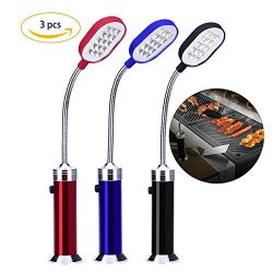 YoungRich 3 Pack Barbecue Grill Light Magnetic Flexible Lightning 15 Ultra-Bright LED Lights 360 ...