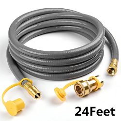 SHINESTAR 24Feet 1/2-inch ID Natural Gas Hose with Quick Connect/Disconnect Fittings for Outdoor ...