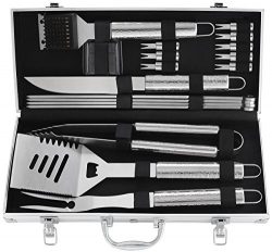 POLIGO 19pcs Heavy Duty BBQ Grill Tool Set with Non-slip Handle Stainless Steel BBQ Accessories  ...