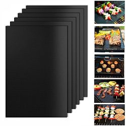 BBQ Grill Mat, Set of 6-100% Non-stick and Heat Resistant BBQ Grill & Baking Mats Used in Ga ...