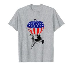 Mens USA Charcoal Kettle Grill T-Shirt Stars and Stripes July 4th Small Heather Grey