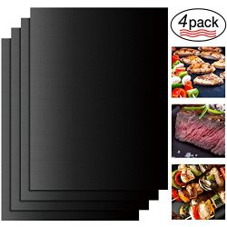 Grill Mat – Set of 4 Heavy Duty BBQ Grill Mats -100% Non Stick, Reusable, and Easy to Clea ...