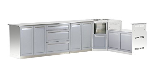 4 Life Outdoor G40040 Outdoor Kitchen Cabinet, 170″ x 35″ x 23.5″, Stainless S ...