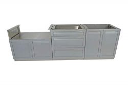 4 Life Outdoor G40027 Outdoor Kitchen Cabinet, 104″ x 35″ x 23.5″, Stainless S ...