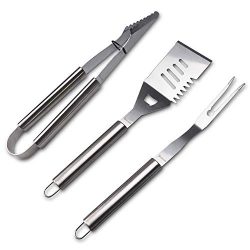 Beionxii BBQ Tools Set-3 Piece Grill Tools Set Heavy Duty Stainless Steel Grilling Utensil Set G ...