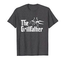 Mens The Grillfather Funny BBQ Dad BBQ Grill Dad Grilling T Shirt Large Dark Heather