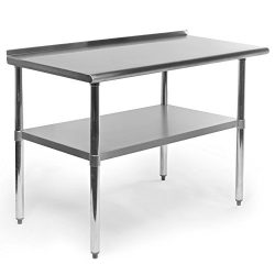 Gridmann Stainless Steel Commercial Kitchen Prep & Work Table with Backsplash, 48 x 24 Inches