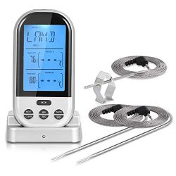 IILIUXE Wireless Meat Thermometer,Remote Cooking Food Barbecue Digital Grill Thermometer with Du ...