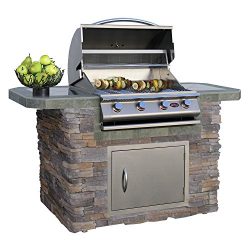 Cal Flame LBK-601-AS Outdoor Kitchen Island with 4-Burner Built in Grill 27″ Stainless ste ...