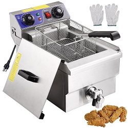 Yescom Commercial Professional Electric 11.7L Deep Fryer Timer and Drain Stainless Steel French  ...