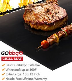 GObbq Grill Mats Non Stick – Heavy Duty 600 Degree, XL 18 x 13 inch (2 Pack) Reusable BBQ  ...