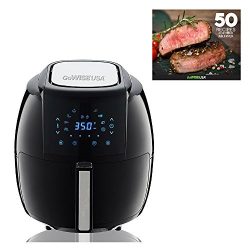 GoWISE USA 5.8-Quarts 8-in-1 Electric Air Fryer XL + 50 Recipes for your Air Fryer Book (Black)