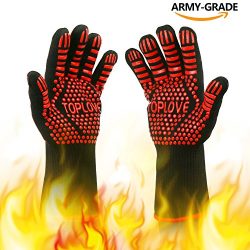 BBQ Grill Gloves [NEWEST] 1472℉ EN407 CE Heat Resistant – Oven Silicone Glove Fireproof fo ...