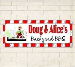 Personalized BBQ Grill Sign Smoke Grilling Master Custom House Smoker Backyard Plaque Deck Name  ...