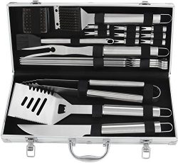 POLIGO 20pcs Stainless Steel BBQ Grill Tools Set – Complete Outdoor BBQ Grill Utensils Set ...